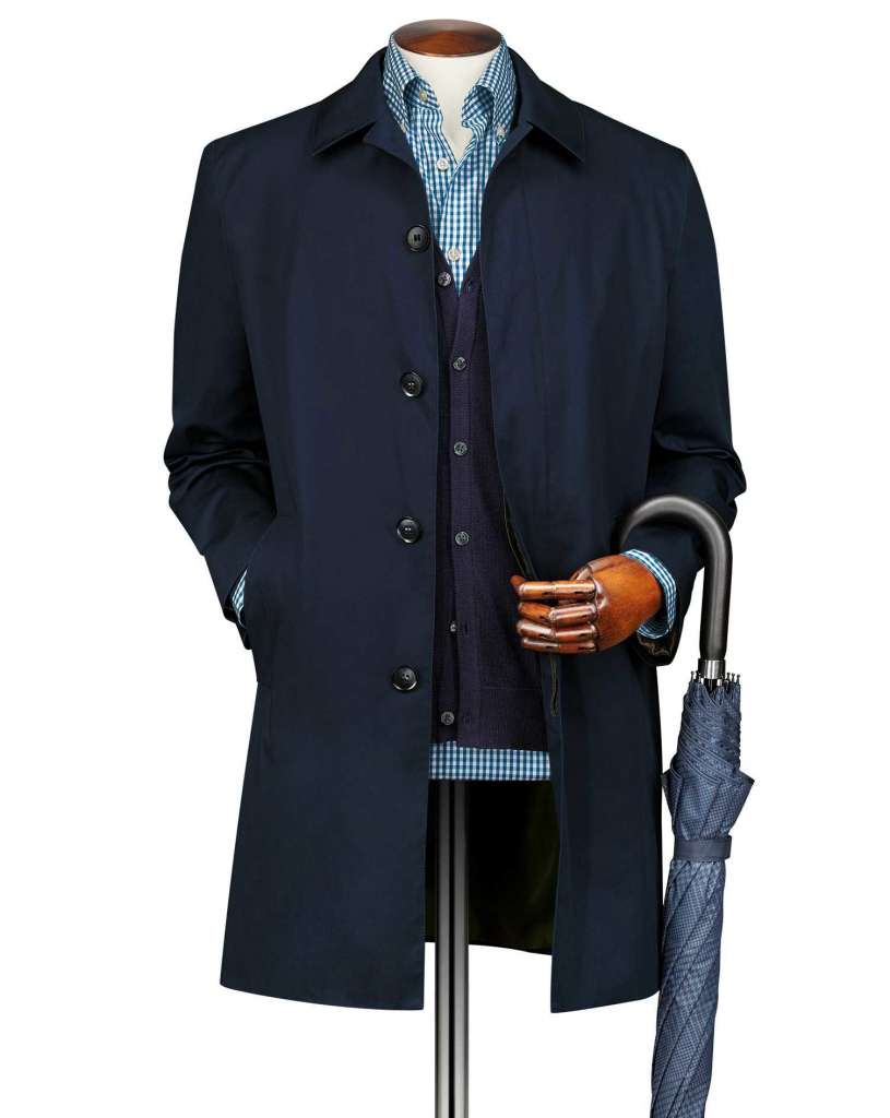 Blue cotton raincoat Now $299.00