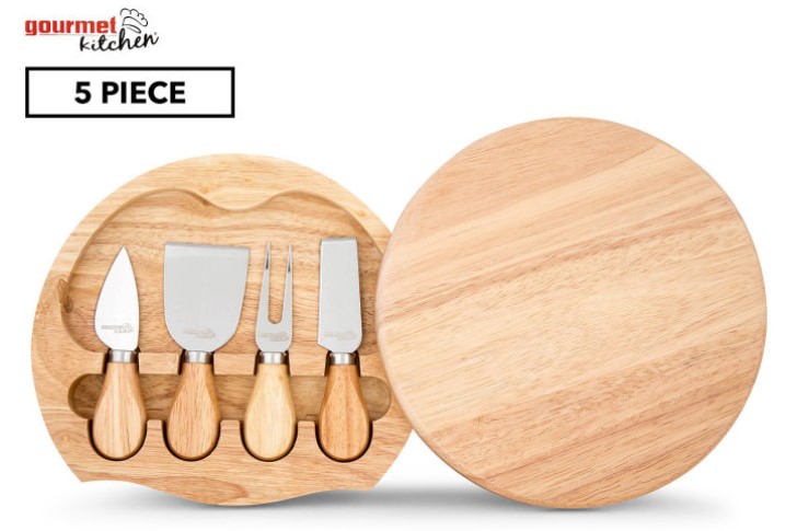 Gourmet Kitchen 5 Piece Cheese Knife & Board Set $14.99