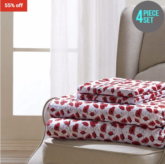 55% OFF Ramallah Trading Poppy 4 Piece Sheet Set King $45 (RRP$99)