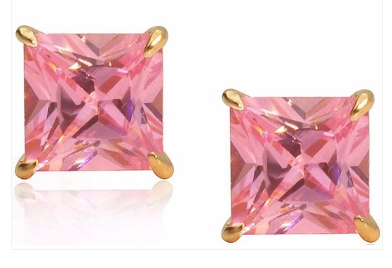 69% OFF Orostar Jewellery 14K Gold Princess-Cut October Birthstone Earrings $29 (RRP$94)