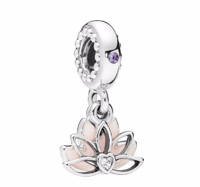 34% OFF PANDORA Silver, CZ, Crystal & Enamel Serene Lotus Flower Dangle Charm $42 (RRP$64)