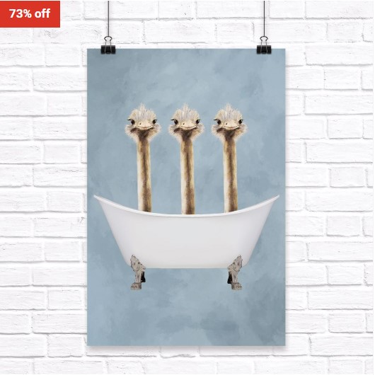 73% OFF iCanvas Ostriches In Bathtub By Coco De Paris Canvas Print $29.99 (RRP$113)