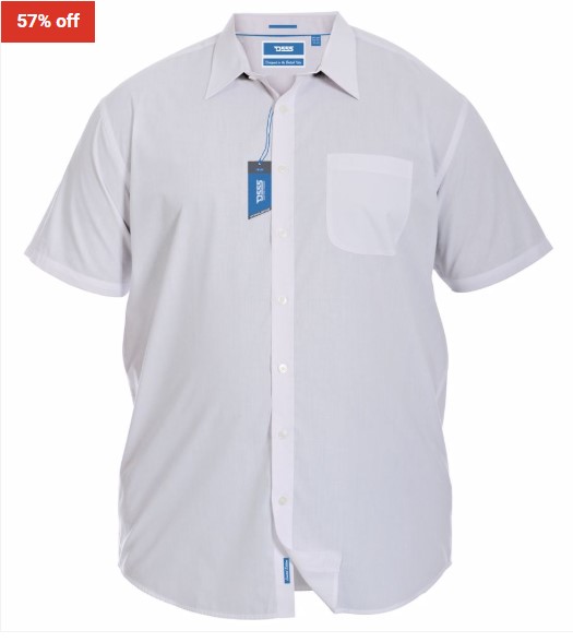 57% OFF D555 Kingsize D555 Short Sleeve Classic Regular Shirt White $29 (RRP$68)