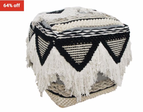 64% OFF Stoneleigh & Roberso 40X40X40Cm Saba Sq Pouf – Black, White & Grey $99.99 (RRP$273.99)