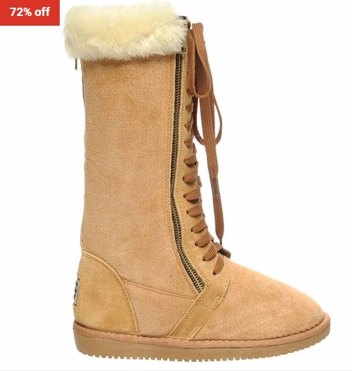 72% OFF Australian Black Sheep Sheepskin Chestnut Zippered Long Boots $109.95 (RRP$389.95)