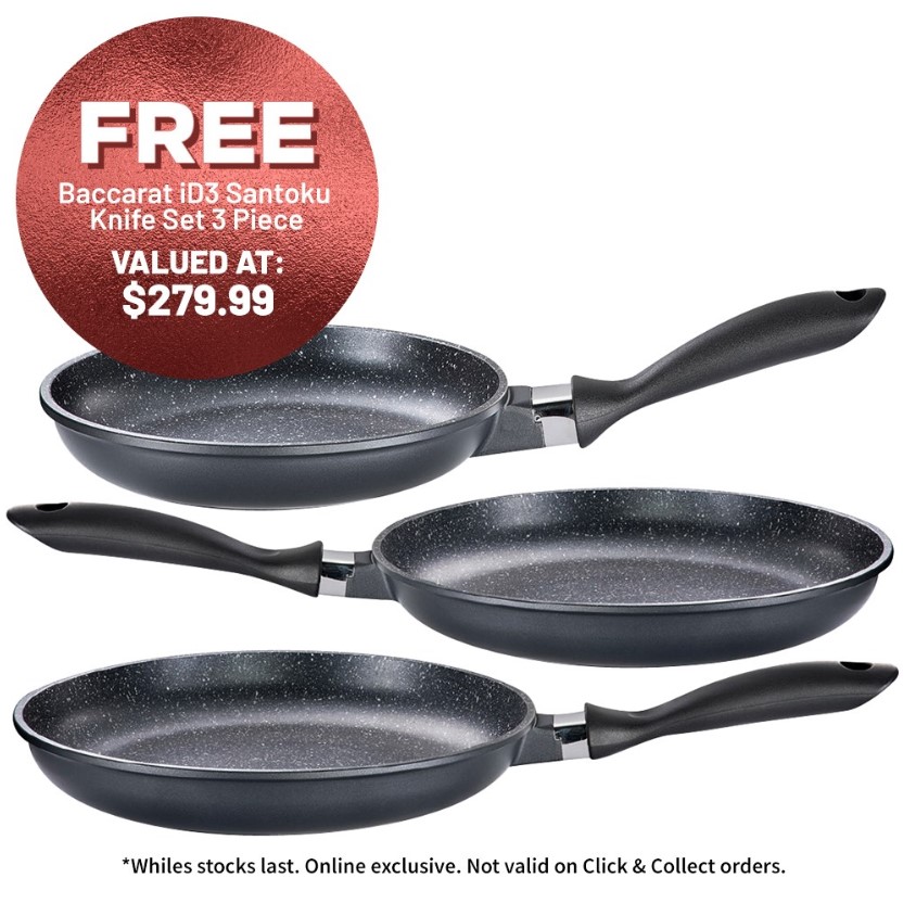 Baccarat Stone Frypan 20cm, 24cm & 28cm Tri Pack $169.99 (RRP $199.99)