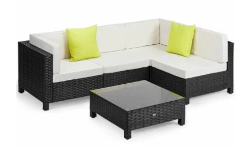 LONDON RATTAN 5pc Sofa Outdoor Furniture Black Wicker Lounge Set Setting Pool $569 (Seller’s List Price $799)