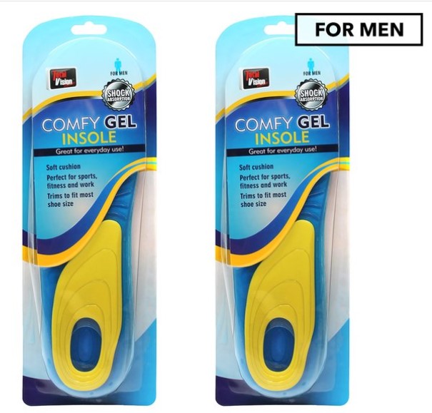 2 x Comfy Gel Insole For Men 2pk $12.98