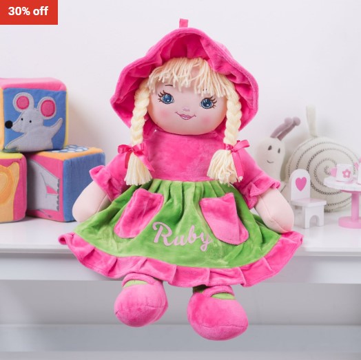 30% OFF Personalised Kids Gifts Personalised Rag Doll $27.99 (RRP$39.99)