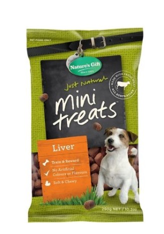 Nature’s Gift Mini Treats Liver Dog Treats 290g $3.99