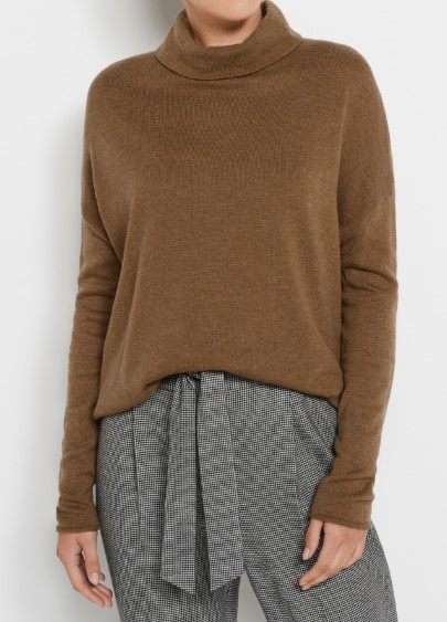 Roll Neck Curve Hem Pullover $79.95