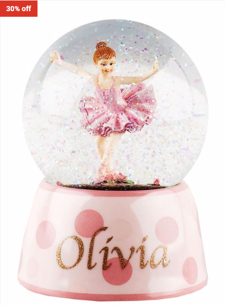 30% OFF Personalised Kids Gifts Ballerina Musical Globe $34.99 (RRP$49.99)