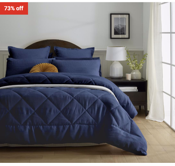 73% OFF Accessorize Navy Waffle 3 Piece Comforter Set – Queen Bed $57 (RRP$210)