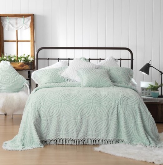 32% OFF Spearmint Kalia Cotton Bedspread Set $129.00-$214.00 (RRP:$189.95)