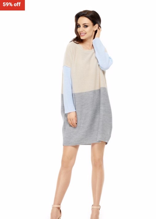 59% OFF Lemoniade Colorblock Sweater Dress Beige, Light Grey, and Light Blue $45 (RRP$110)