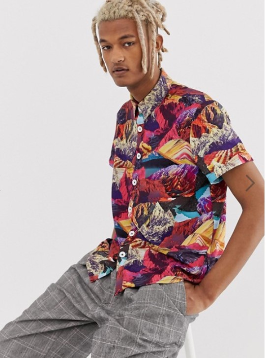 ASOS Made In Kenya shirt in mountain print reg fit $56.00