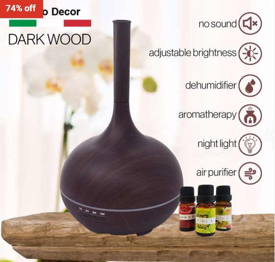 74% Milano Supreme Ultrasonic Aroma Diffuser – Dark Wood $39 (RRP$149)