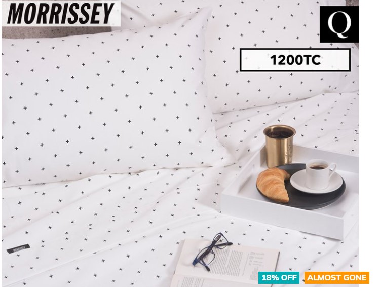 18% OFF Morrissey Luxury 1200TC Queen Bed Sheet Set – Black Cross $49 (RRP$59.99)