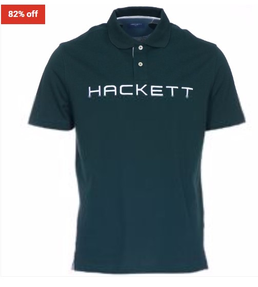 82% OFF Hackett Cotton Pique Text Polo in Dark Green $29.95 (RRP$163)