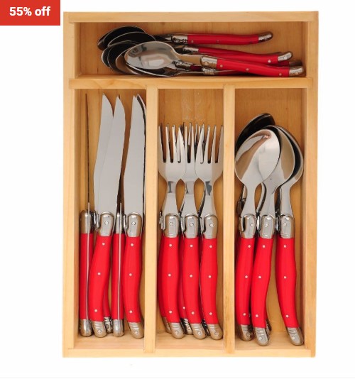 55% OFF Laguiole 24 Piece Cutlery Set Red $59 (RRP$129.95)