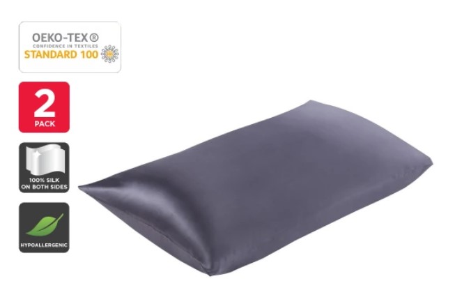 34% OFF Set of 2 Trafalgar Luxury 100% Mulberry Silk Pillow Cases (Charcoal) $45 (Was $69)