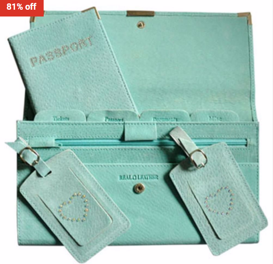 81% OFF Leather Travel Sets & Accessories Aqua 4 Piece Suede Travel Set $13 (RRP$70)