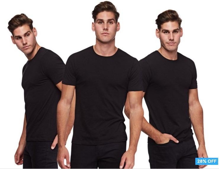 28% OFF Hugo Boss Men’s Crew Neck T-Shirt 3-Pack – Black $49 (Don’t pay $69)