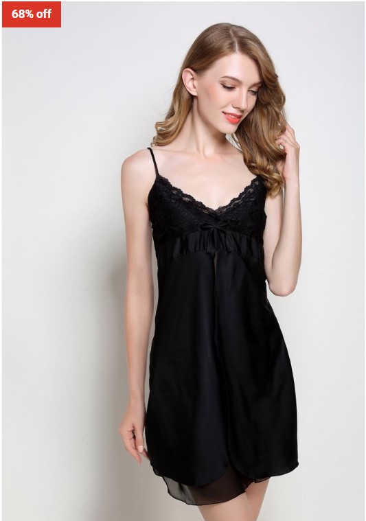 68% OFF She & Him Intimates Sleeveless Lace Night Dress Black $19 (RRP$60)