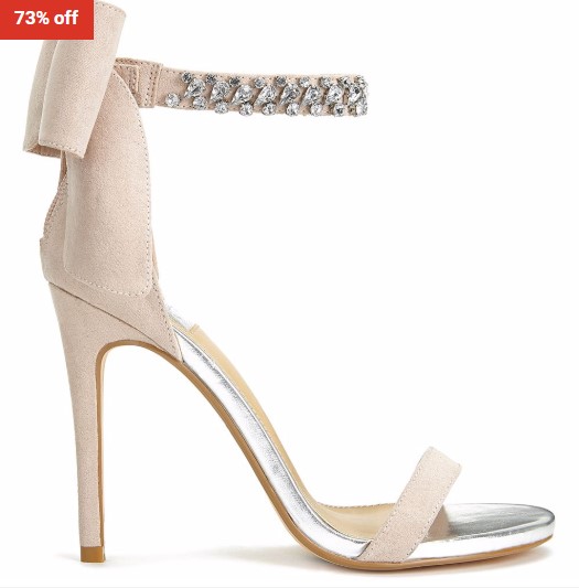 73% OFF Miss Selfridge Cruise Diamonte Bow Sandals Nude $25 (RRP$93)