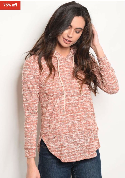 75% OFF Fashion Edit Blowout Orange & Ivory Abstract Round-Hem Hoodie $16.99 (RRP$68)