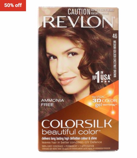 50% OFF Revlon Colorsilk Permanent Hair Color 46 Medium Golden Chestnut Brown $4.95 (RRP$9.95)