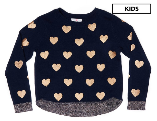 Eve’s Sister Girls’ Shiny Love Crew – Navy $24.99