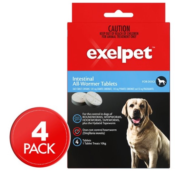 EXELPET Intestinal All-Wormer For Dogs 4 x Tab $16.99