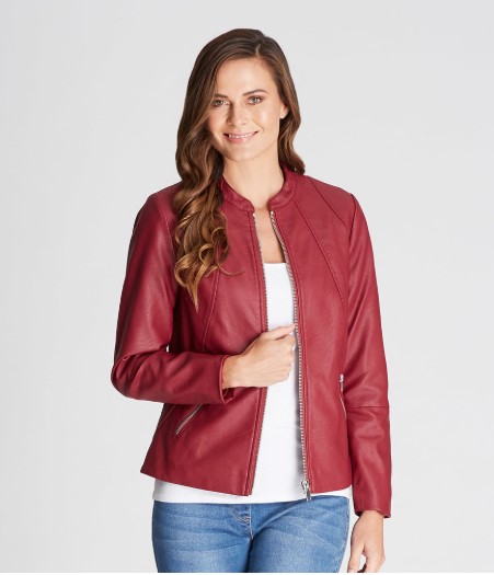 40% OFF Leather Look Collarless Jacket $42.00 (Was$69.99)