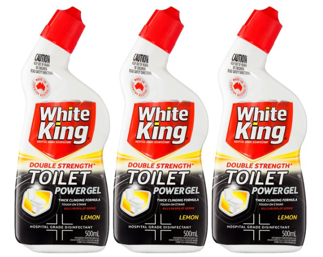 3 x White King Double Strength Toilet Power Gel Lemon 500mL $8.85