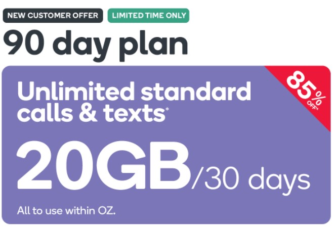 Kogan Mobile Prepaid Voucher Code: LARGE (90 Days | 20GB Per 30 Days) – New Customers Only $14.90 (Was $99.90)