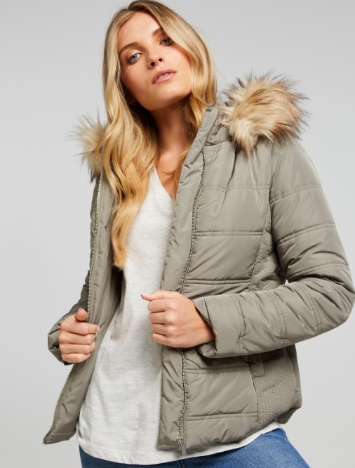 NIKKI PUFFER FAUX FUR JACKET $119.95