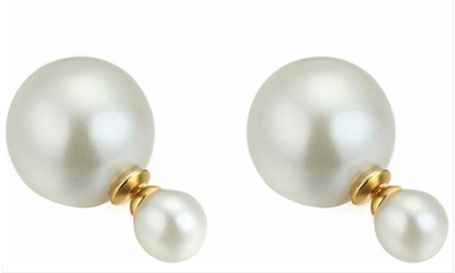 79% OFF Liv Oliver 18K Gold Double Sided Pearl Earrings $49 (RRP$236)