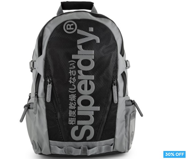 30% OFF Superdry 21L Mesh Tarp Backpack – Dark Grey/Black $69.99 (Don’t pay $99.99)