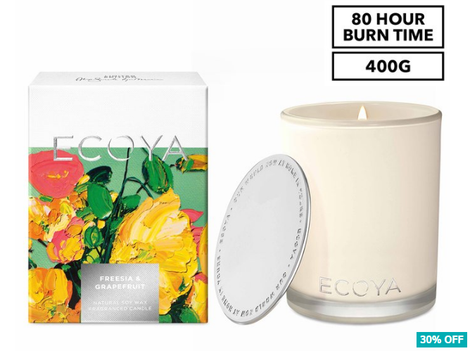 30% OFF ECOYA Madison Jar Soy Wax Candle Freesia & Grapefruit 400g (Don’t pay $42.95)