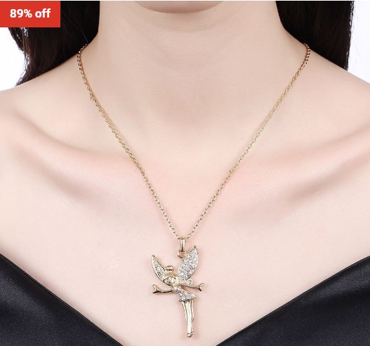 89% OFF Riakoob Tinkerbell Classic Necklace Embellished with Swarovski Crystals in 18K Gold Filled $25 (RRP$226)