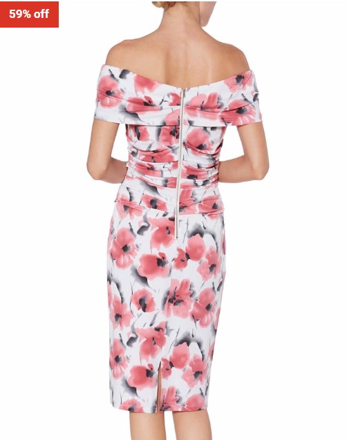 59% OFF GINA BACCONI Shirley Soft Poppy Dress Poppy $175 (RRP$423)