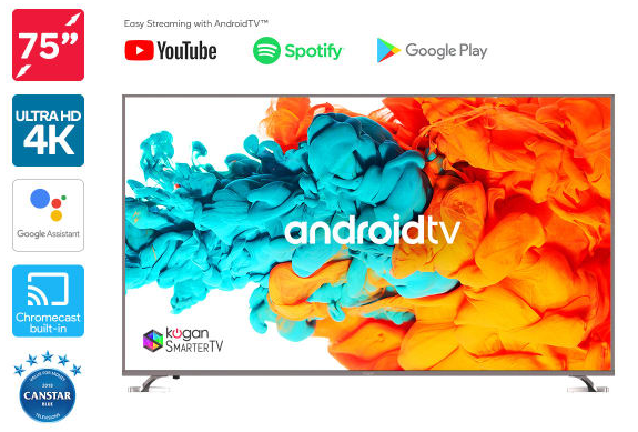 23% OFF Kogan 75″ XU9010 4K LED SmarterTV™ ( Android TV™, Smart TV ) $1,999 (Was $2,599)