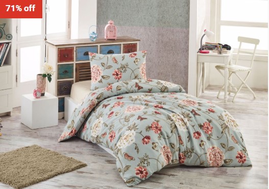 71% OFF Eponj Home Sandiego Single Quilt Cover Set Mint, Cream, Dusty Rose & Green $26 (RRP$89)