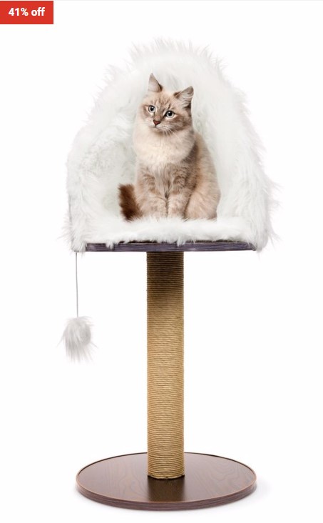 41% OFF Enchante Fur-Lined Hooded Cat Dome Scratcher – Brown $75 (RRP$127)