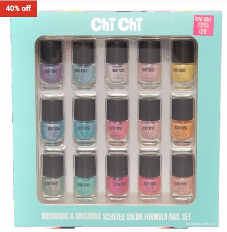 40% OFF Chi Chi Mermaids & Unicorns 15 piece Nail Set $11.99 (RRP$20)