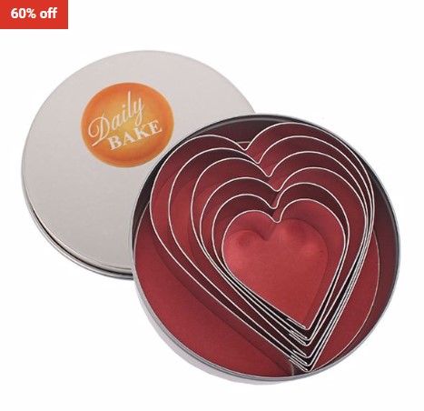 60% OFF DAILY BAKE Heart Cookie Cutters Set 6 In 10cm Tin $5.95 (RRP$14.99)