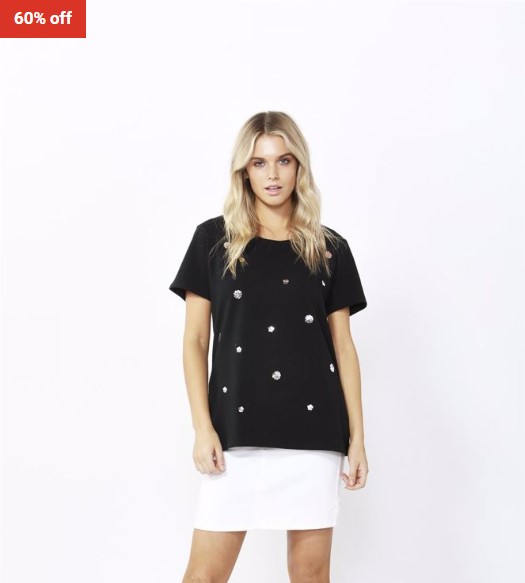 60% OFF Betty Basics Black Sequin Cara Tee $14 (RRP$34.95)