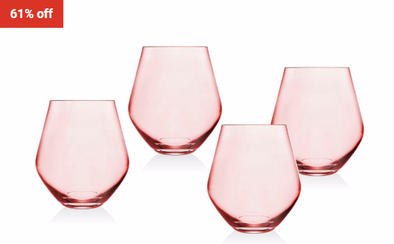 61% OFF Godinger Meridian Blush Set Of 4 Stemless Glasses $22 (RRP$57)