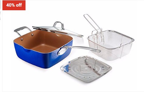 40% OFF Gotham Steel Deep Square Pan With Lid And Fry Basket – Blue $69 (RRP$115)